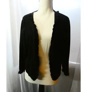 Allie & Rob Large Women's Knit Open Black Cardigan Scalloped Edges Short